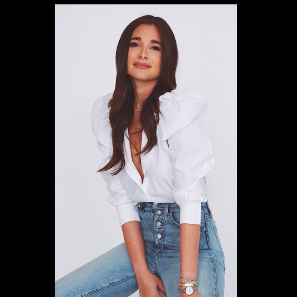 NWT DANIELLE BERNSTEIN PUFF SLEEVE COLLAR BODYSUIT